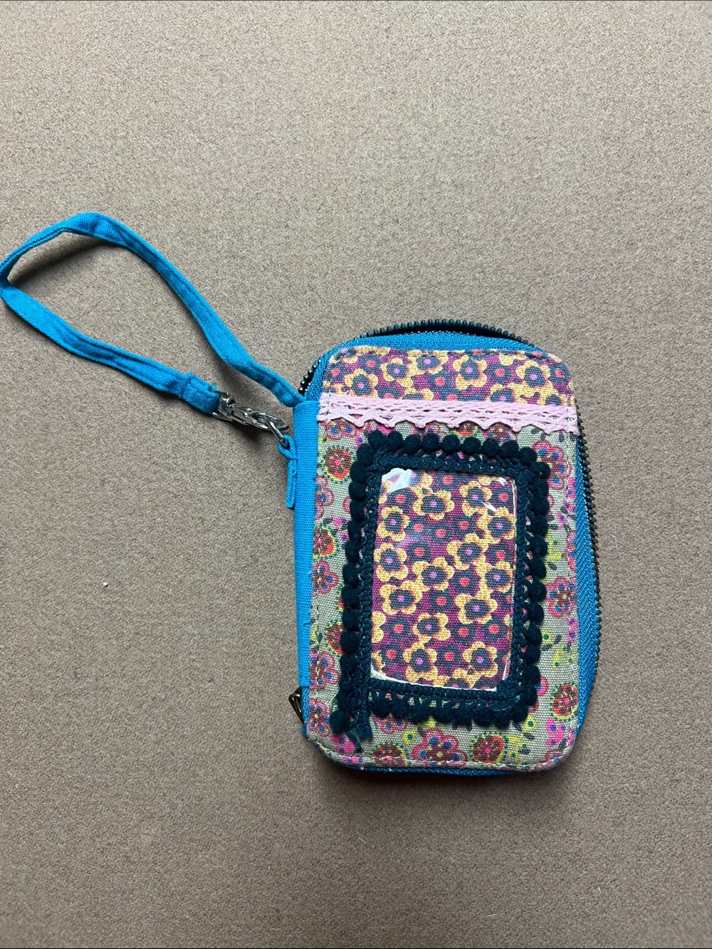 Natural Life Wristlet Wallet Floral Blue with Owl